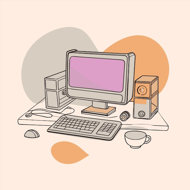 ein Computermonitor mit rosa Hintergrund und eine Schachtel Kaffee