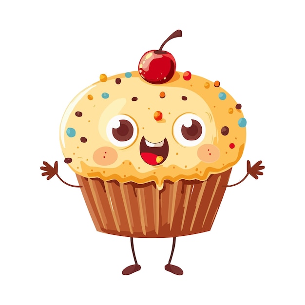 ein Cupcake mit einem Gesicht darauf, der sagt, dass der Cupcake