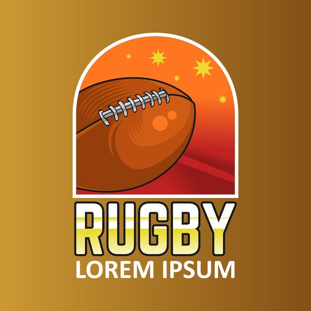 Ein digital gestaltetes rugby-logo, das wirkung und stärke symbolisiert und für den vielseitigen einsatz in digitalen medien wie websites, apps und online-sportinhalten zugeschnitten ist