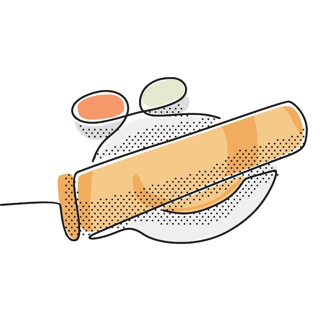 Vektor ein dosa, auch dosai genannt, ist ein dünner pfannkuchen in der südindischen küche