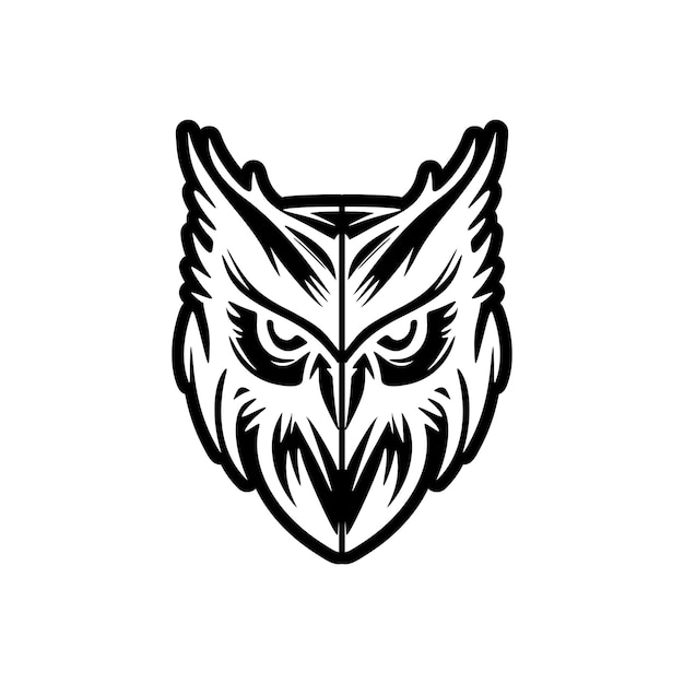 Ein dunkles und helles Eulen-Vektorlogo mit minimalem Design
