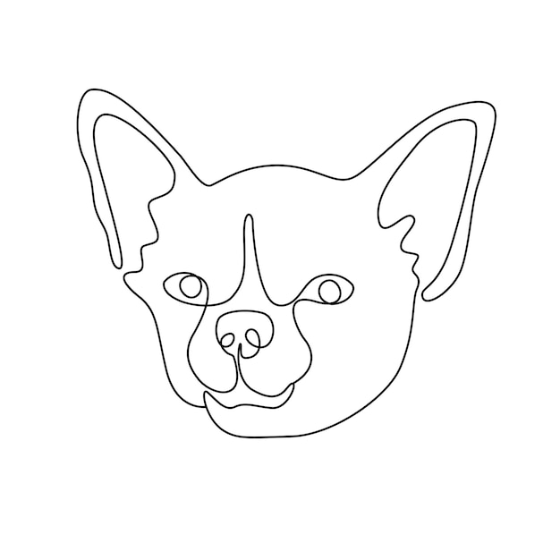 Vektor ein durchgehender chihuahua-vektor-linienzeichnung bild einzeil-minimal-stil-hundporträt