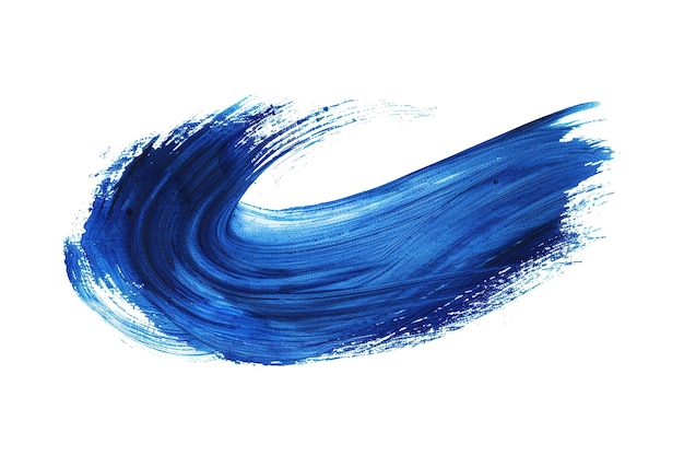 Ein einziger dicker Pinselstrich aus tiefblauer Farbe, isoliert auf weißem Hintergrund, der die Ozeane darstellt