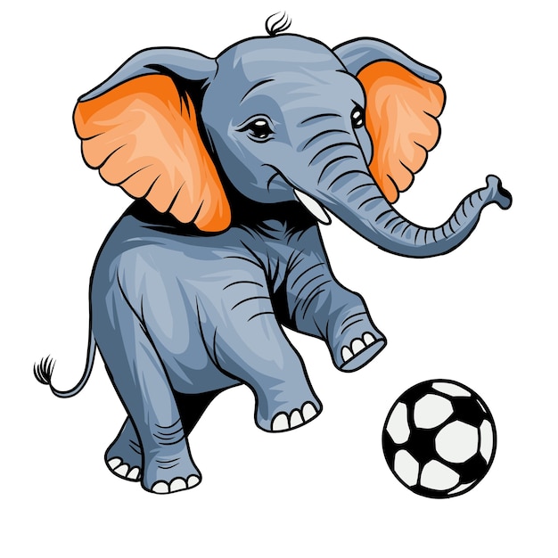 Vektor ein elefant in fußballuniform spielt fußball