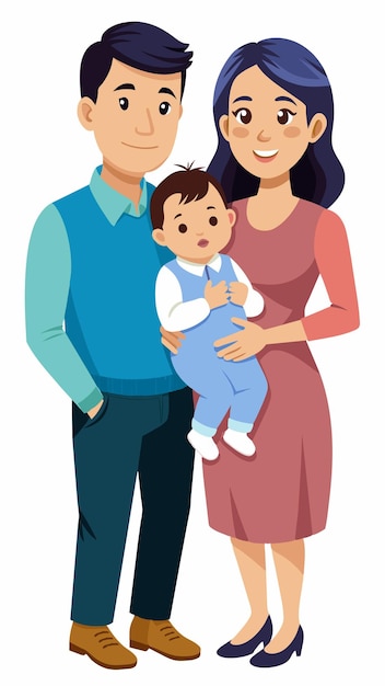 ein Familienporträt eines Mannes und einer Frau mit einem Baby