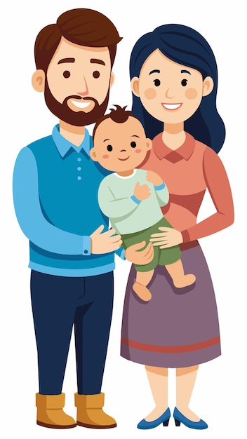ein Familienporträt mit einem Baby und einer Frau, die ein Baby hält