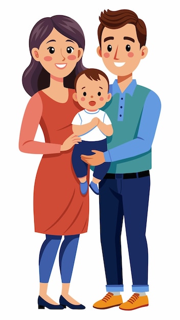ein Familienporträt mit einem Baby und einer Frau