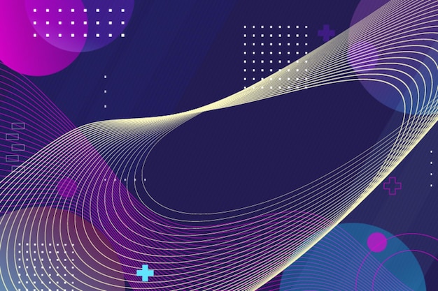 ein farbenfrohes Poster mit einem violetten und blauen Hintergrund mit einem blauen und rosa und weißen Design