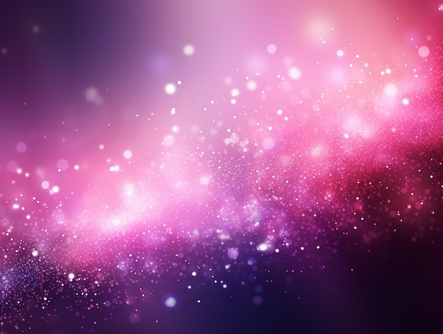 Ein farbenfrohes und helles Bild einer lila und rosa Explosion mit Bokeh-Partikeln, die über die ganze Szene verstreut sind