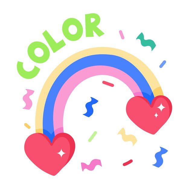 Ein fesselnder flacher Regenbogenaufkleber