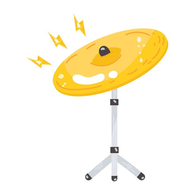 Ein flaches Aufklebersymbol für eine Trommelplatte