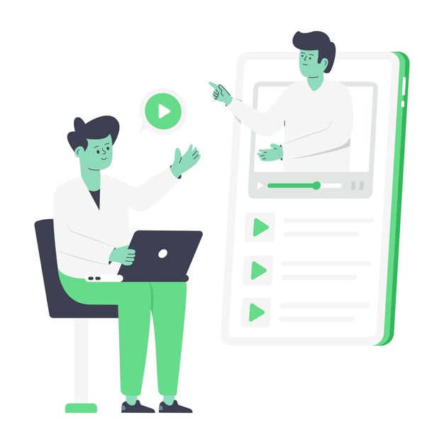 Ein flaches Illustrationsdesign des Video-Tutorials