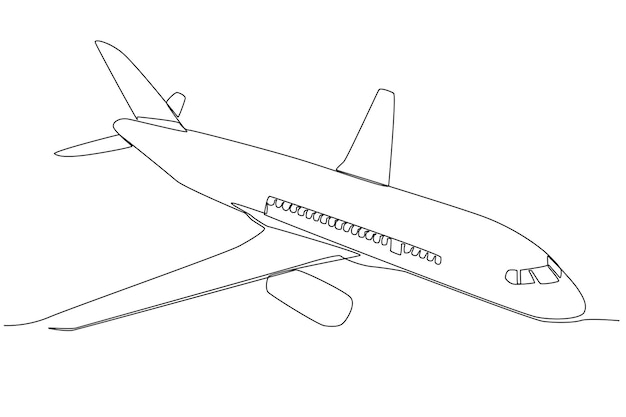 ein Flugzeug, das in der Luft fliegt Pilot und Flugzeug Oneline-Zeichnung