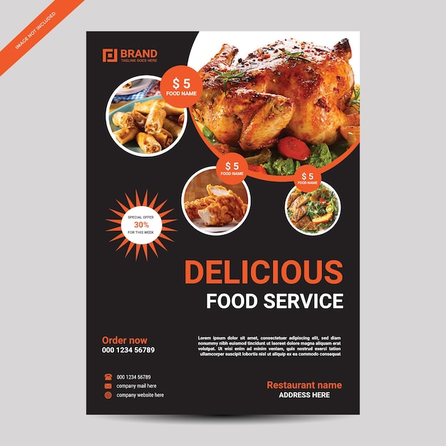 Ein Flyer für ein Restaurant namens Delicious Food Service