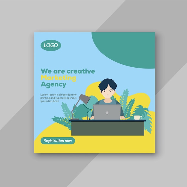 Vektor ein flyer für ein unternehmen namens we are creative marketing agency.