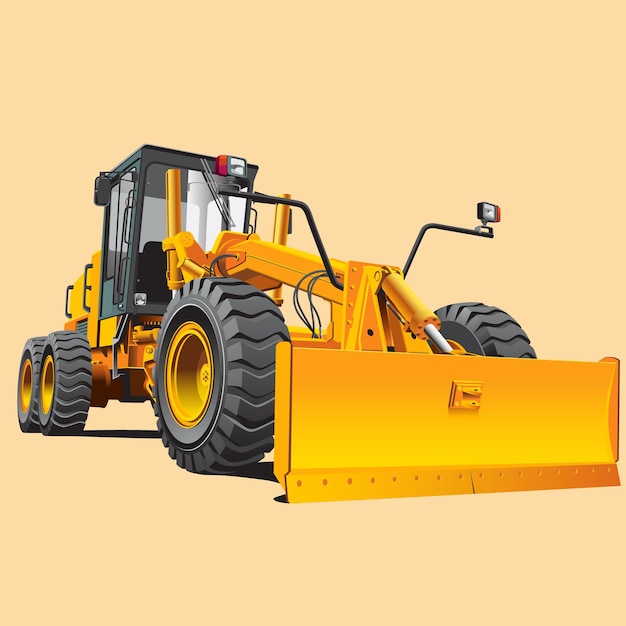 Ein gelber Bulldozer mit dem Wort LM darauf