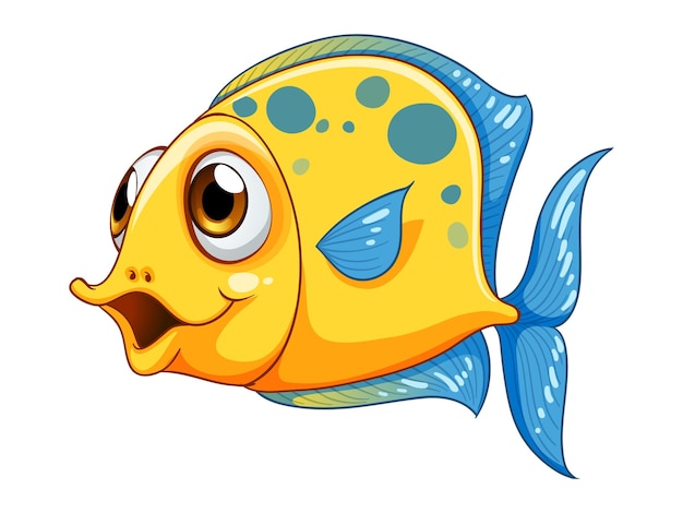 Ein gelber Fisch auf weißem Hintergrund