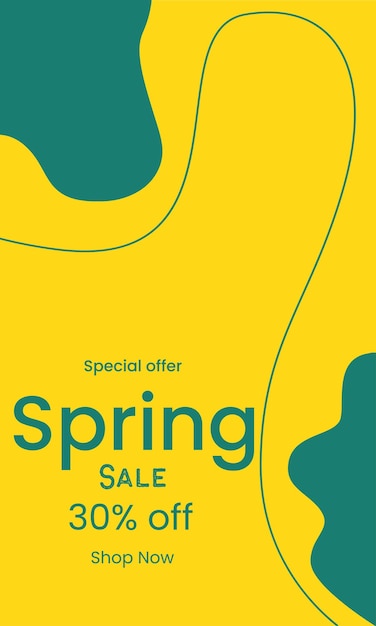 Ein gelbes und grünes Verkaufsschild für einen Frühlingsverkauf