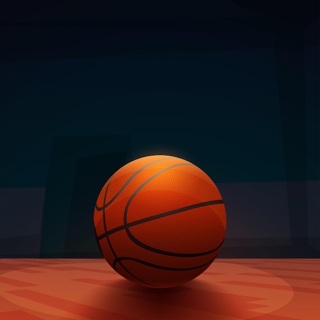 Ein glänzender Basketballball, der auf dem Platz liegt