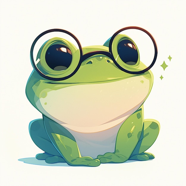 Ein glücklicher froschlehrer im cartoon-stil