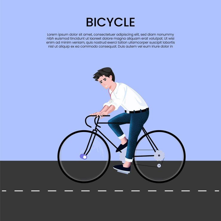 Ein glücklicher Geschäftsmann fährt mit dem Fahrrad auf der Straßenillustration