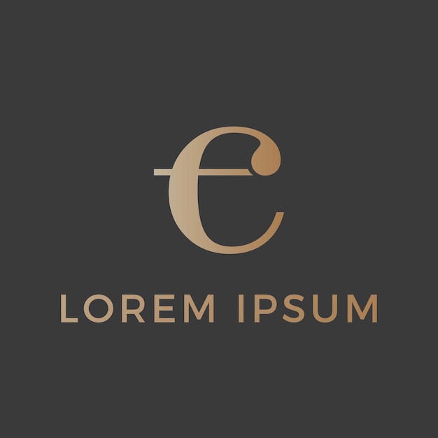 Vektor ein gold-schwarzes logo für eine luxusmarke mit einem großen buchstaben „e“ in der mitte