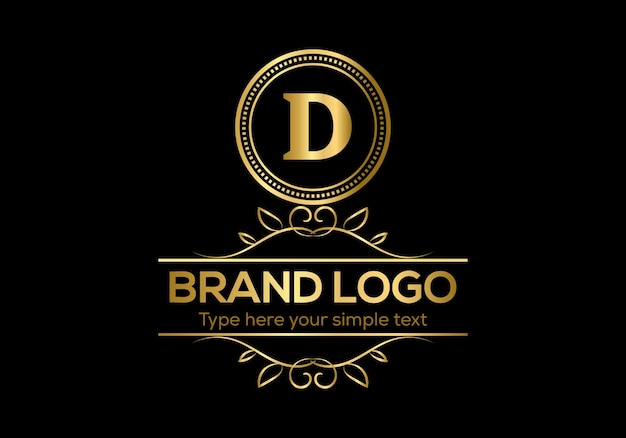Ein goldenes logo mit dem buchstaben „d“ mit einem kreis und dem buchstaben „d“.