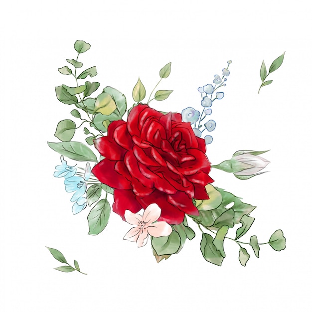 Ein großer satz aquarelle zarte rosen