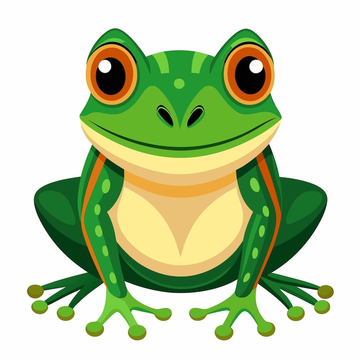 Vektor ein grüner vektorfrosch auf weißem hintergrund