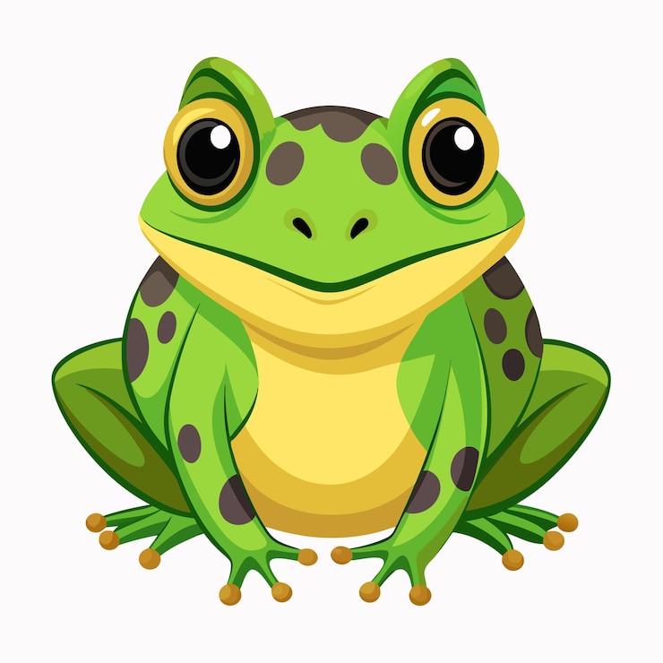 Vektor ein grüner vektorfrosch auf weißem hintergrund
