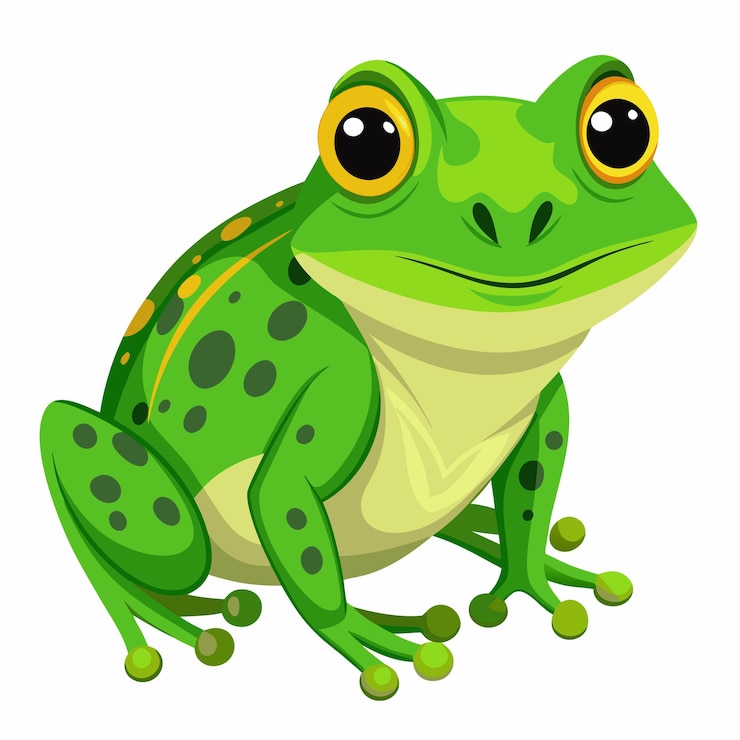 Vektor ein grüner vektorfrosch auf weißem hintergrund