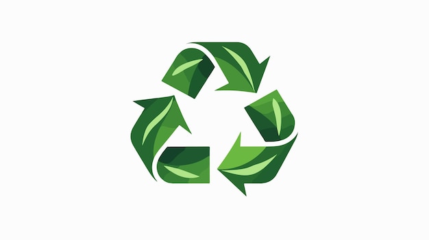 ein grünes Recyclingzeichen mit grünen Blättern