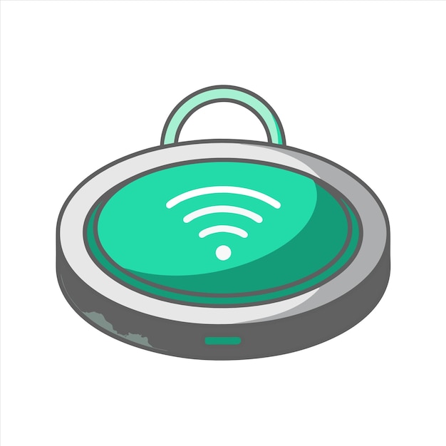 ein grünes und graues Objekt mit einem schwarzen und grünen Deckel, auf dem Wi-Fi steht