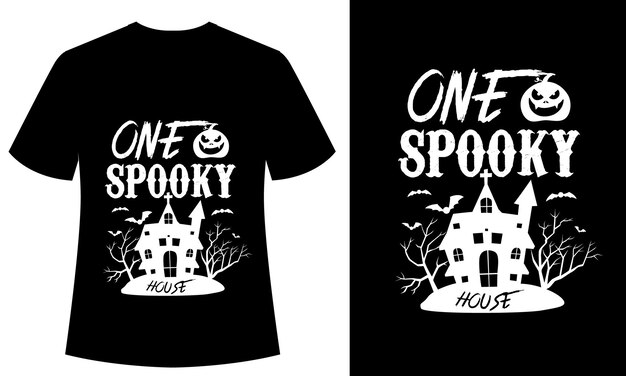 Ein gruseliges Haus Typografie T-Shirt Design, Vektor, druckfertig, Halloween, Horror