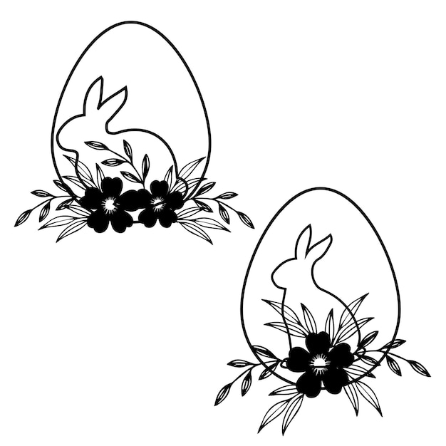 Ein hase und ein hase sitzen in einem nest mit blumen.