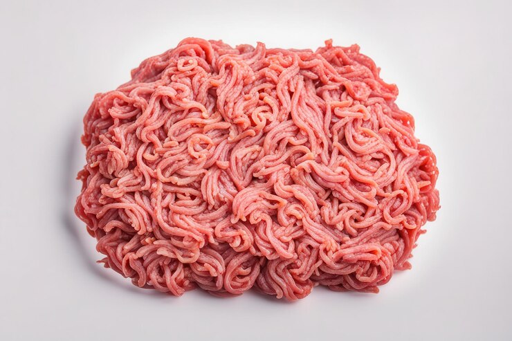 Vektor ein haufen rohes fleisch mit dem wort fleisch auf der unterseite