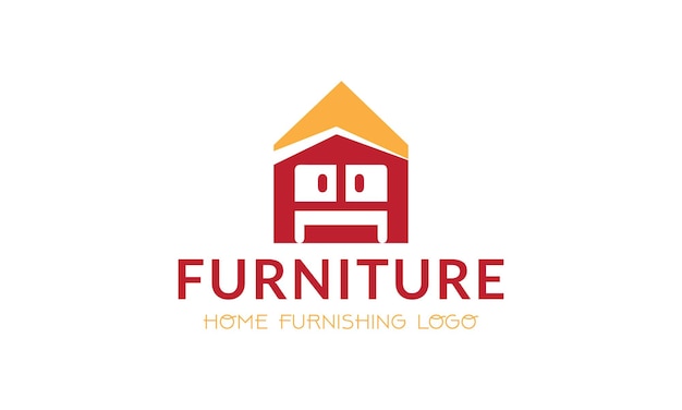 ein Haus mit einem roten Haus an der Vorderseite und einem Logo für ein Möbelgeschäft