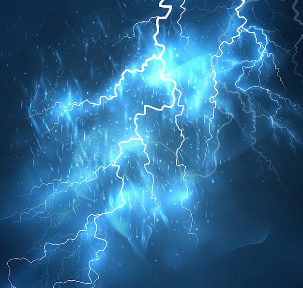 Ein heller Blitz im dunklen Himmel Vektorbild