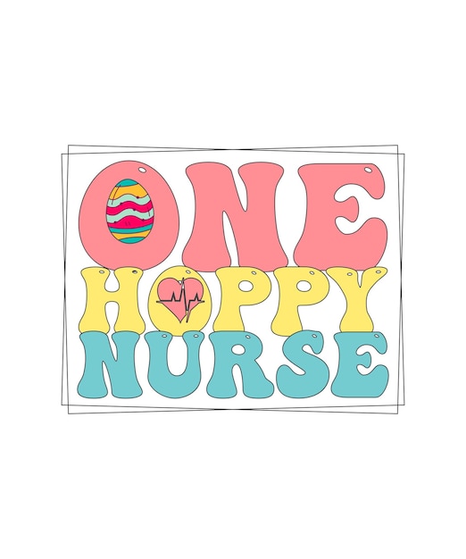 Vektor ein hoppy nurse retro-oster-t-shirt-design