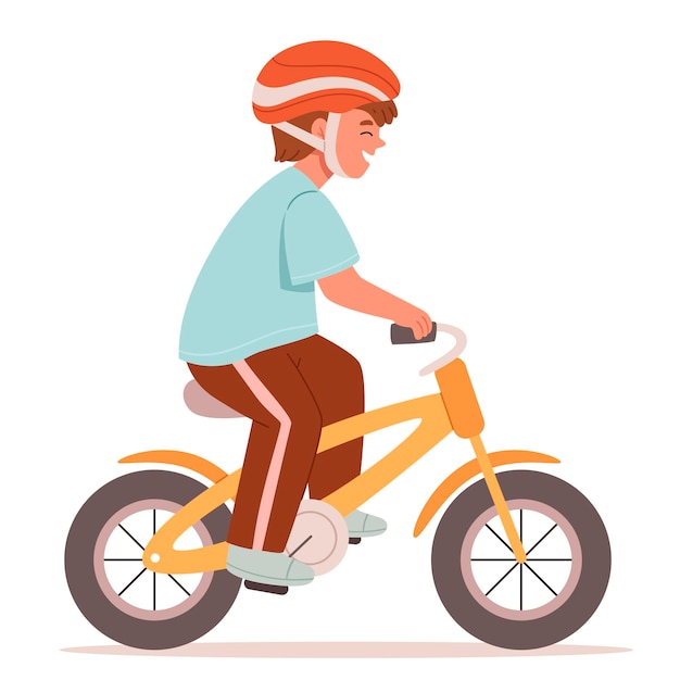 Ein Junge auf einem Fahrrad, ein junger Teenager, der auf einem Retro-Fahrrad fährt.