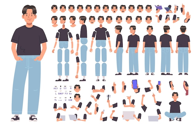 Ein junger asiatischer Charakterkonstrukteur in Freizeitkleidung, der für die Erstellung von Animation_ai_generiert ist.