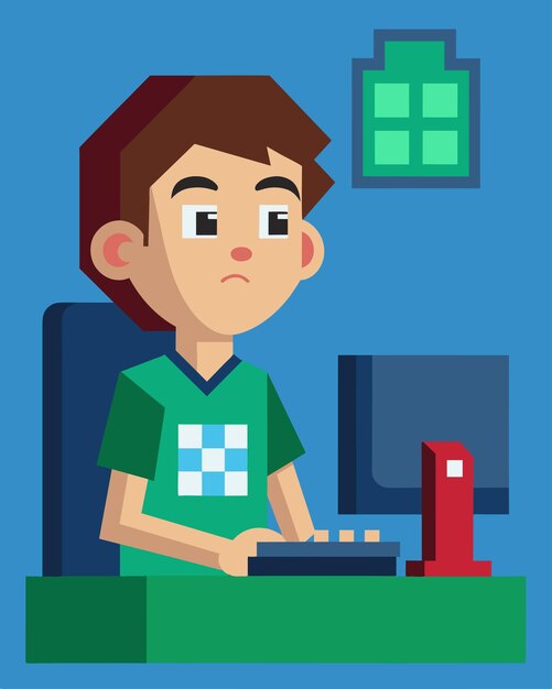 Ein junger Junge konzentriert sich tief, während er sorgfältig eine Redstone-Schaltung in Minecraft-Tests kodiert und
