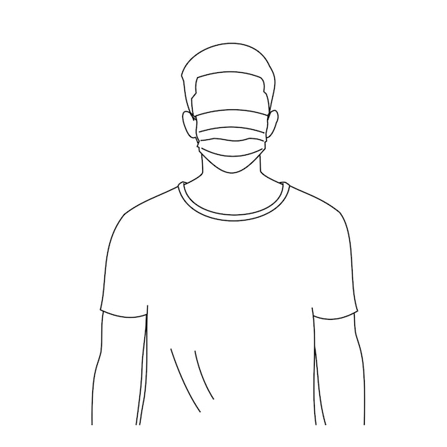 Vektor ein junger mann, der krank ist und medizinische gesichtsmasken trägt, um sich vor krankheiten zu schützen ein mann, der die kamera anschaut