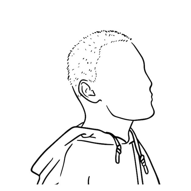 Vektor ein junger mann mit kurzen haaren in einer jacke kritzelt lineare cartoon-färbung