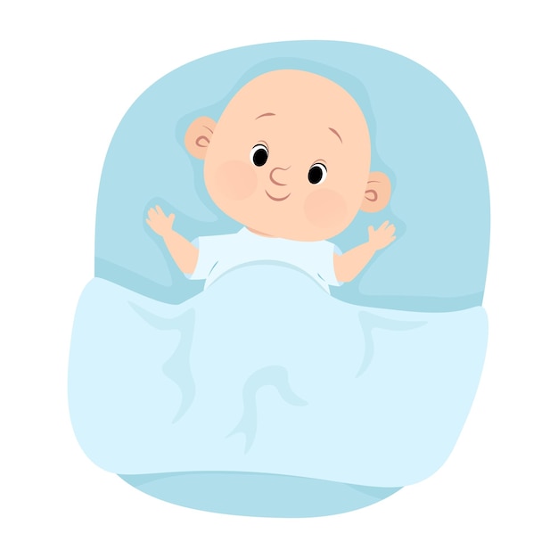 Ein kleines Neugeborenes liegt mit einer Decke bedeckt im Bett