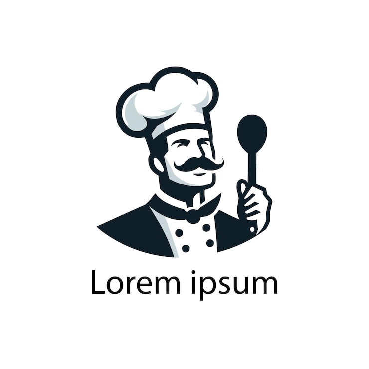 Vektor ein koch mit einem löffel in der hand und dem wort verizo darauf