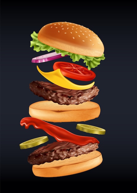 Ein köstlicher Burger mit allen Zutaten