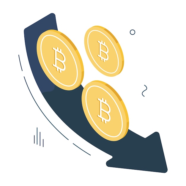 Ein kreatives Design-Symbol des Bitcoin-Rezessionsdiagramms