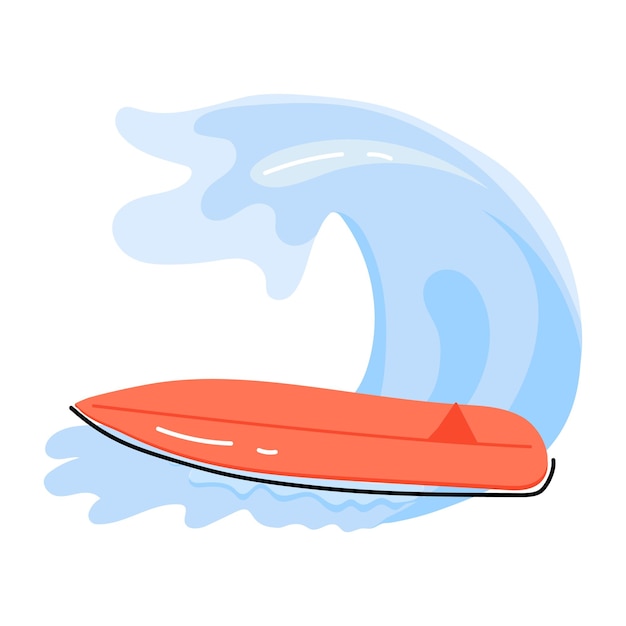 Ein kunstvoll gestalteter, flacher doodle-sticker zum surfen