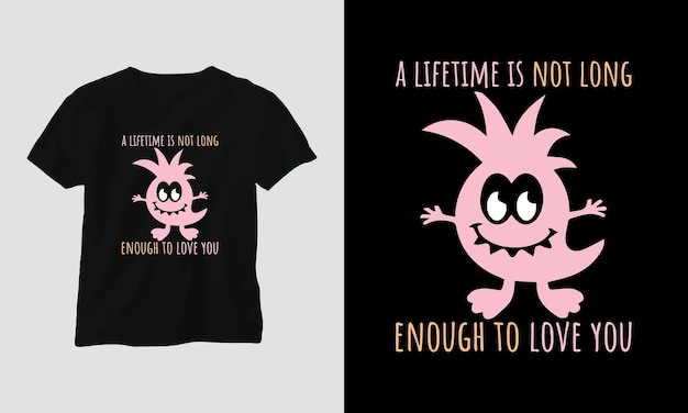 Ein leben ist nicht lang genug, um dich zu lieben - valentinstag typografie t-shirt design mit herz, katze